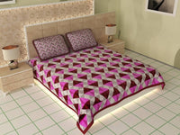 Thumbnail for Vamika Printed Cotton Multicolor Bedsheet With Pillow Covers (LEOC_4_PINK) - Distacart