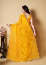 Thumbnail for Vamsee Yellow Organza Saree - Distacart