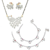 Thumbnail for AanyaCentric Gold-plated Mangalsutra Pendant Earring Set & Silver Plated Anklet - Distacart