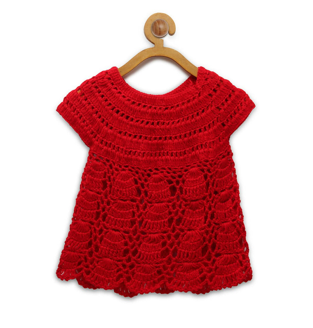 ChutPut Hand knitted Crochet Red Wedding Wool Dress - Distacart
