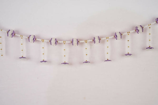 Kundan HandiKrafts Purple Flower Pearl Thoranna With Side Hanging - Distacart