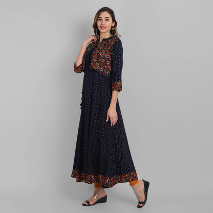 Juniper Women's Navy Rayon Printed Flared Dress - Distacart
