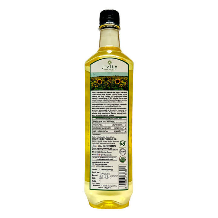 Jivika Naturals Cold Pressed Organic Sunflower Oil - Distacart