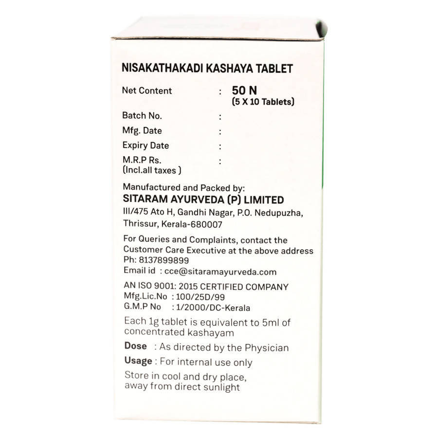 Sitaram Ayurveda Nisakathakadi Kashaya Tablet