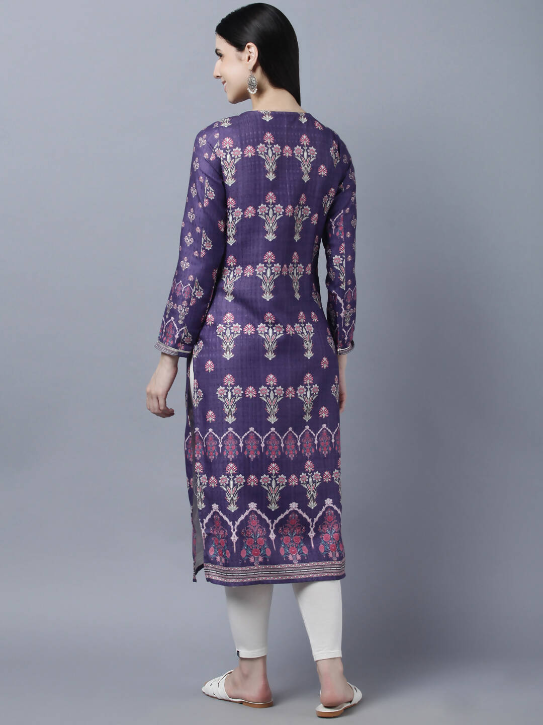 Myshka Women Purple Ethnic Motifs Printed Kurta - Distacart
