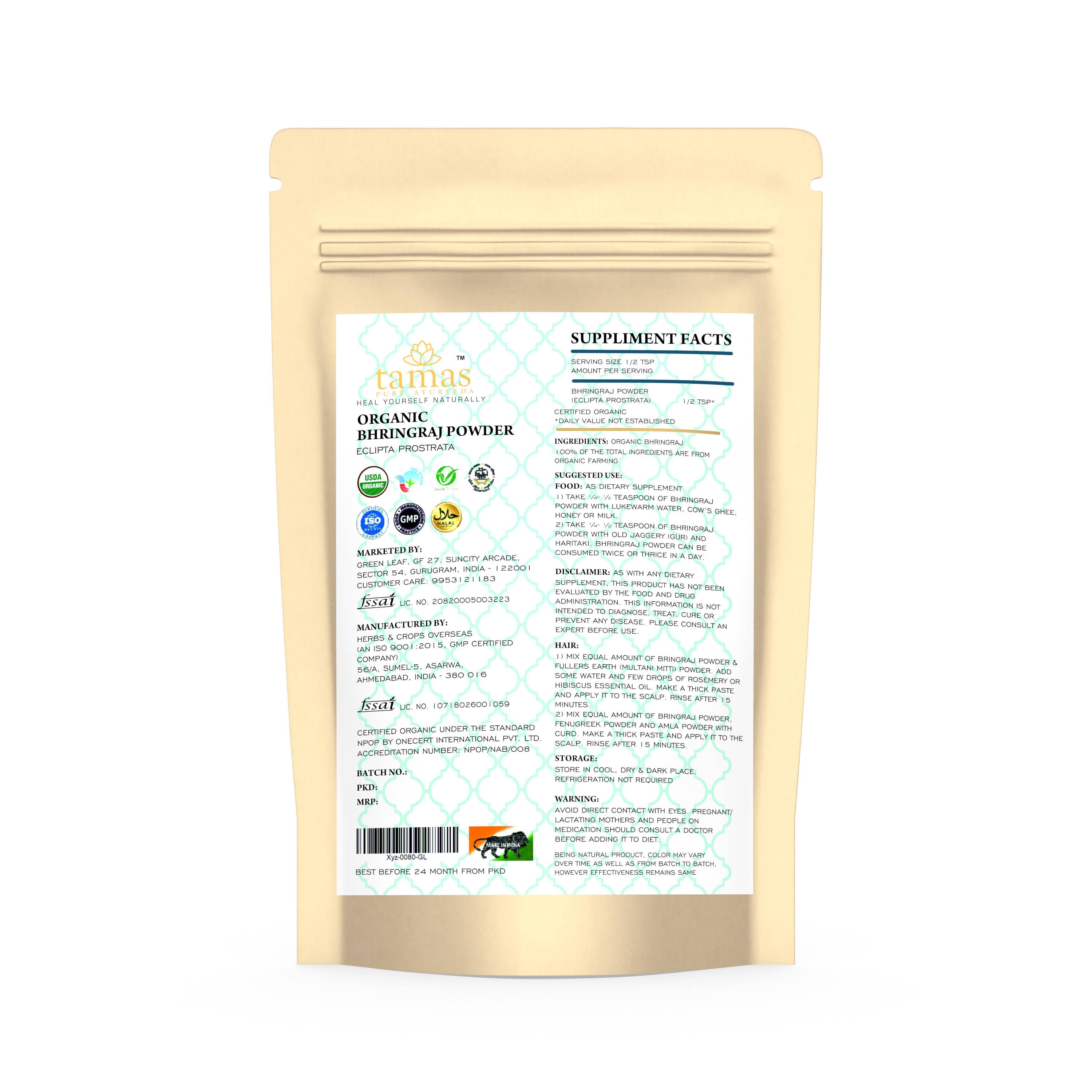 Tamas Pure Ayurveda Superfood Organic Bhringraj Powder - Distacart