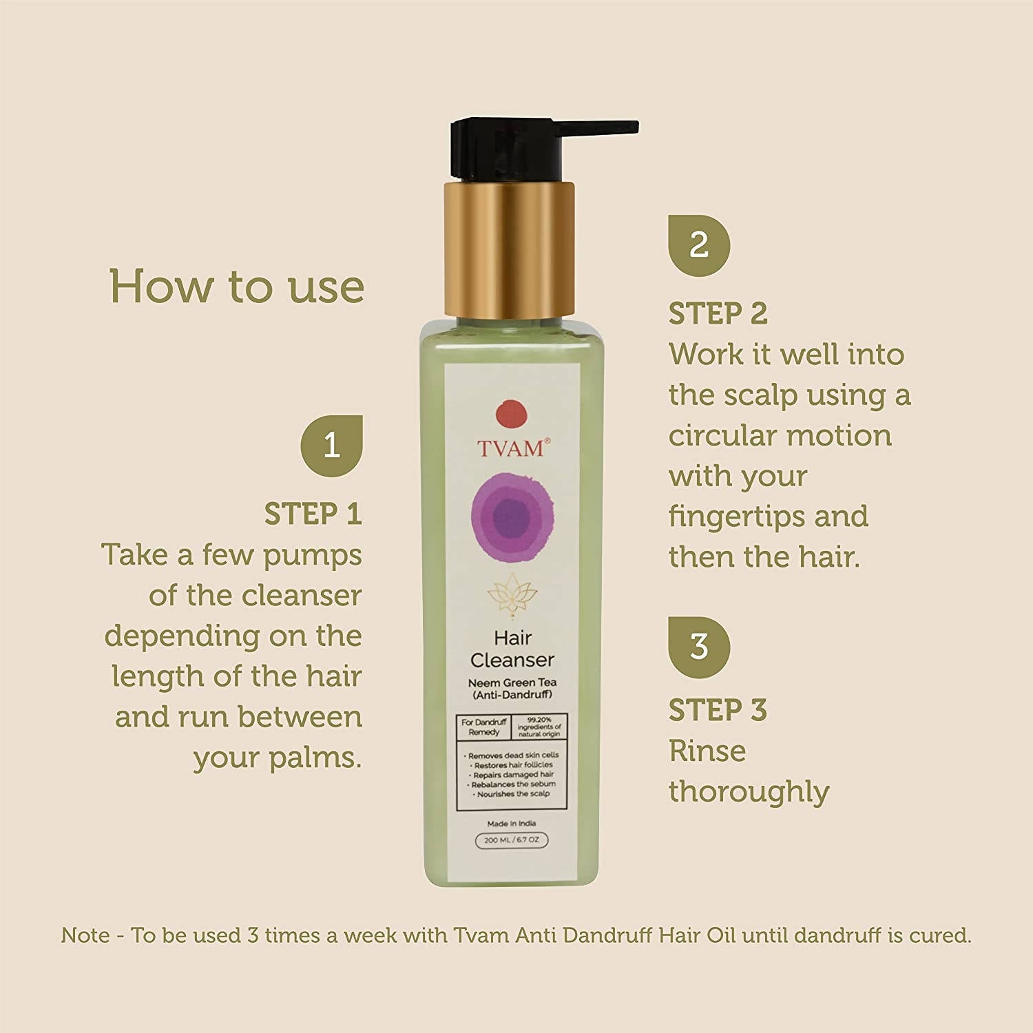 Tvam Neem & Green Tea Anti-Dandruff Hair Cleanser - Distacart