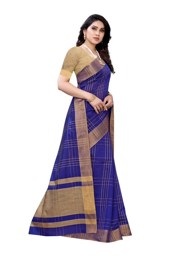 Vamika Navy Cotton Silk Weaving Saree (Anaya Navy Blue)
