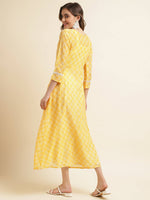 Thumbnail for White Cotton Solid Flared Dress with Printed Shrug - Yukti - Distacart
