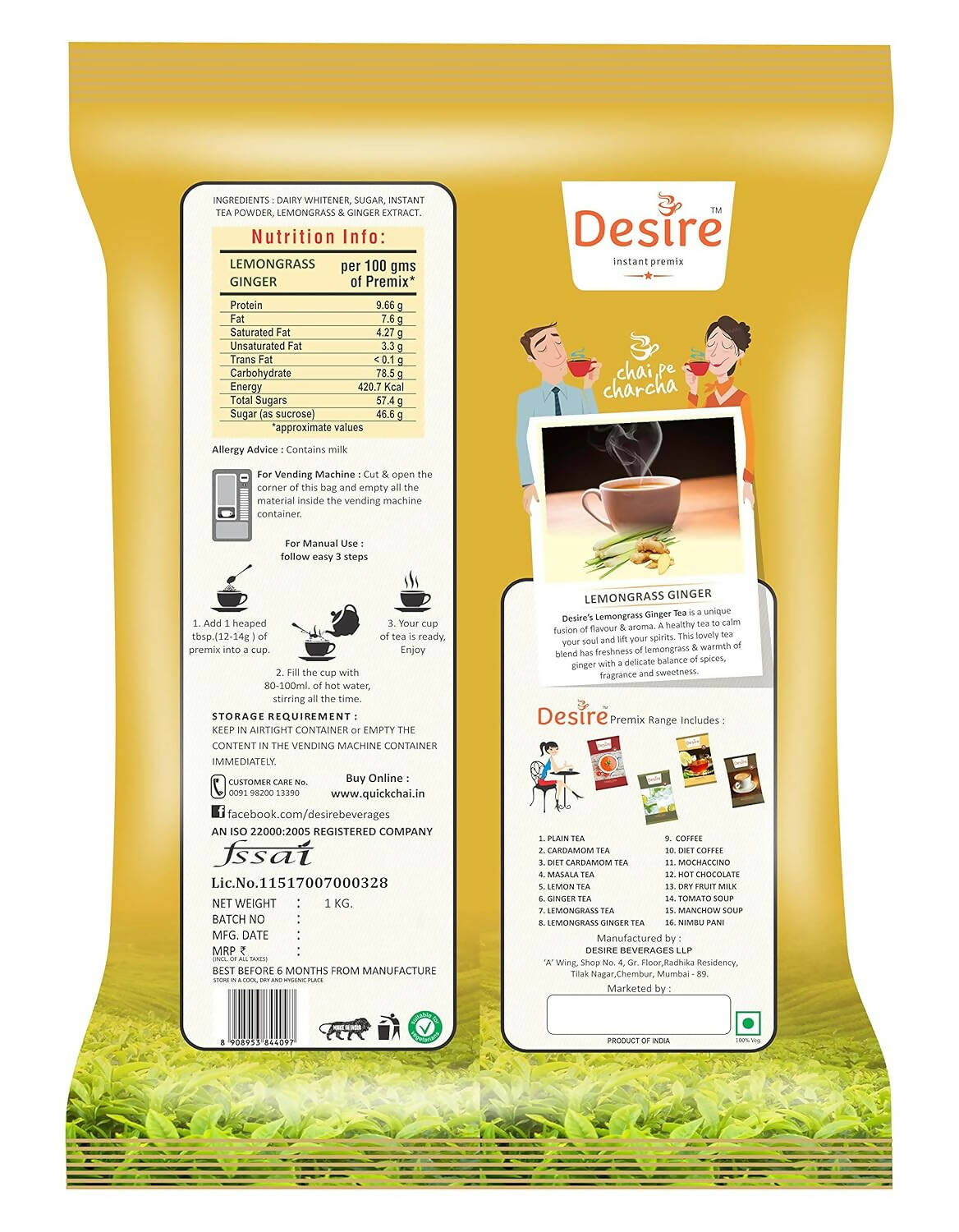 Desire Lemon Grass Ginger Tea Instant Premix - Distacart
