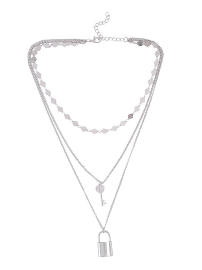 NVR Women's 3 Layered Silver-Plated Minimal Layered Necklace - Distacart