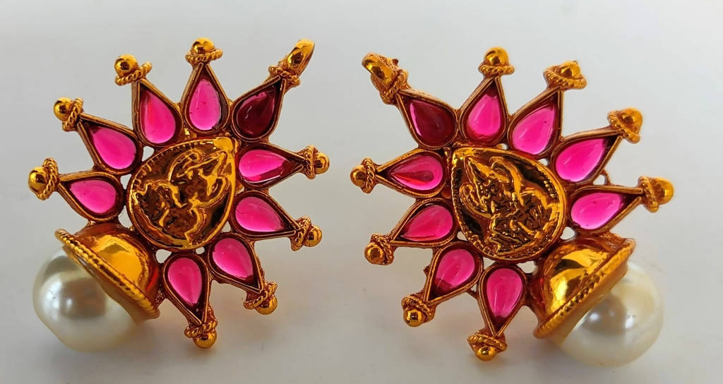 Pink Kemp Temple Earrings - Distacart