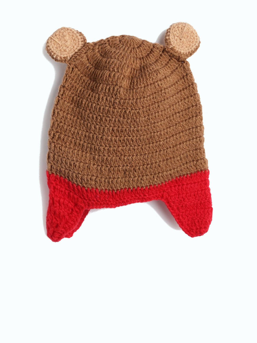 Chutput Kids Woollen Hand Knitted Bear Detail Cap - Brown - Distacart