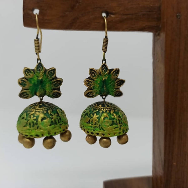 Terracotta Peacock Large Temple Jhumkas