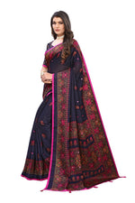 Thumbnail for Vamika Blue Color Jute Silk Mirror Work Saree