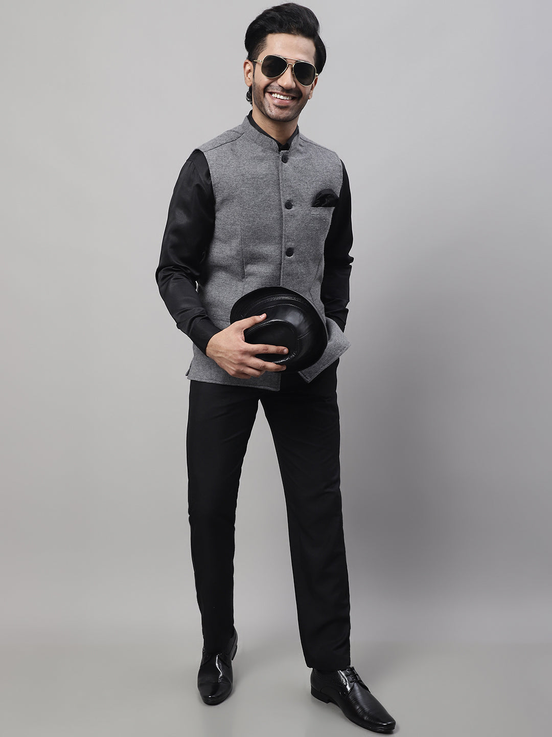 Even Apparels Men's Grey Pure Wool Nehru Jacket - Distacart