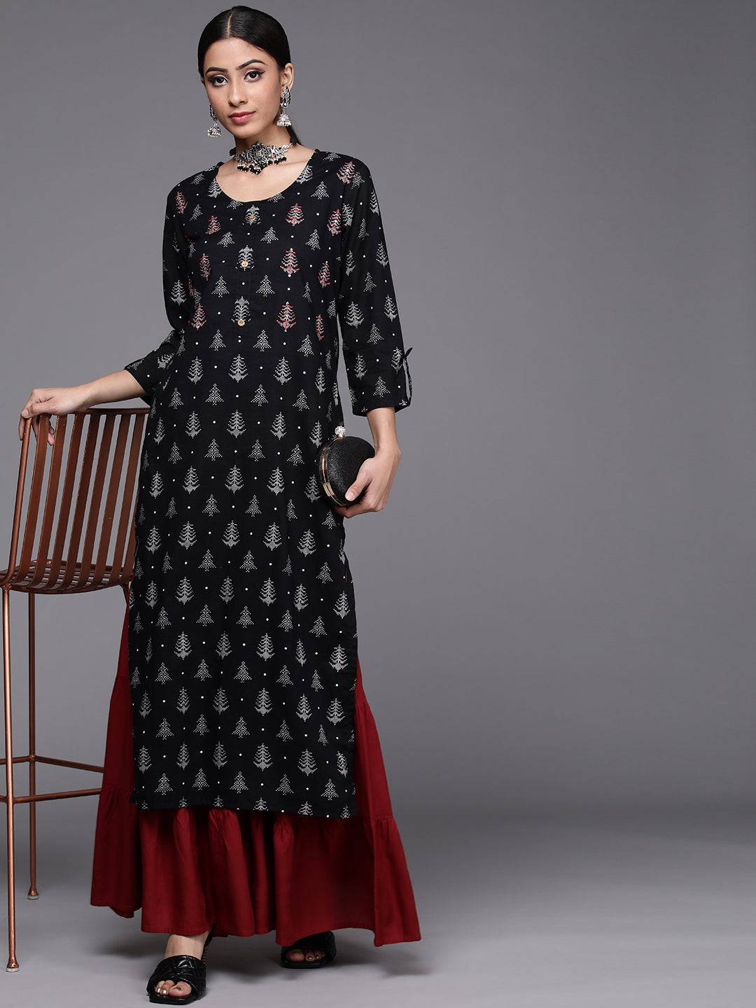 Varanga Women Printed Kurta With Kantha Stitch Details - Distacart
