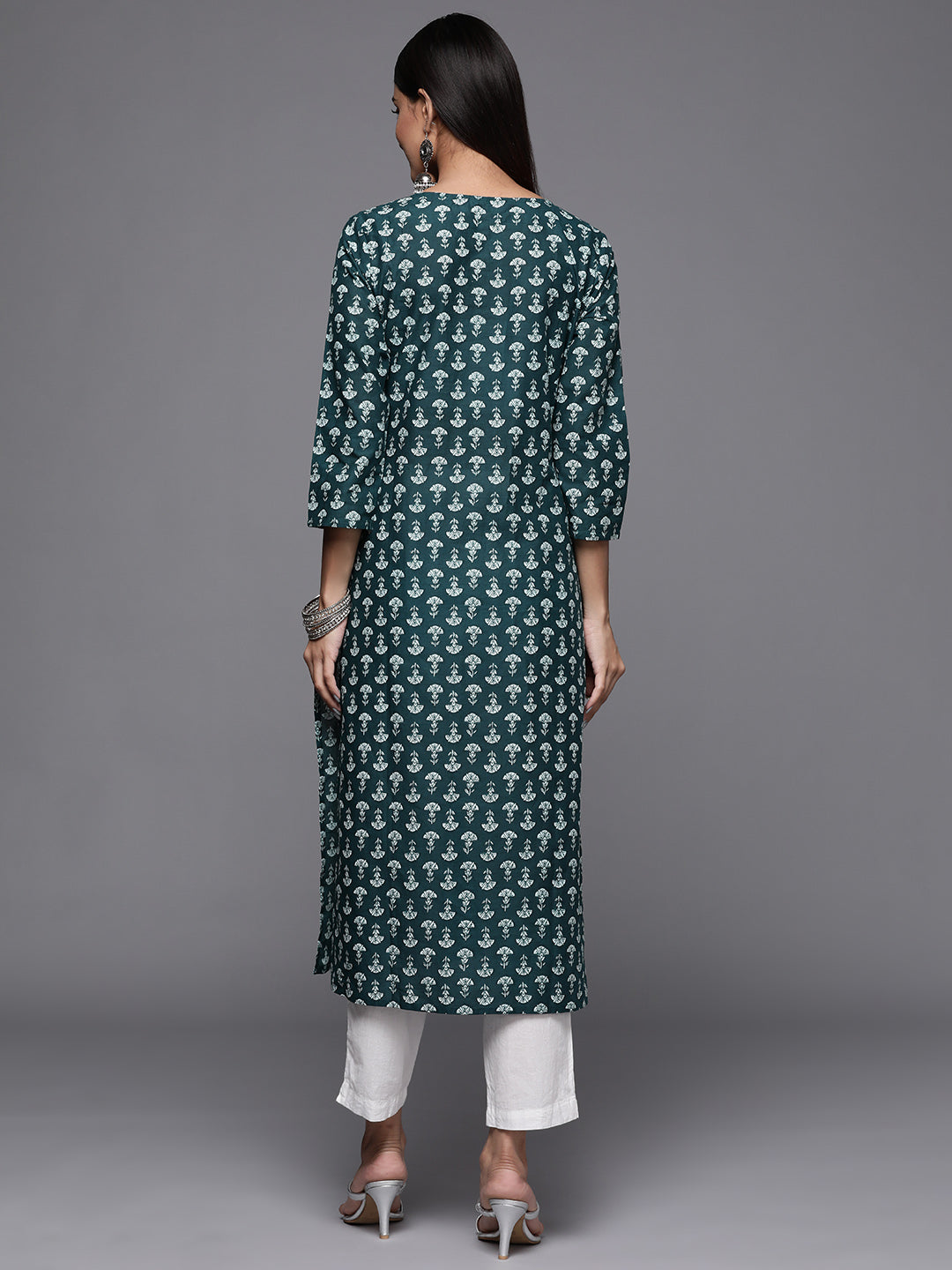Varanga Green Printed Kurta With Hand Work Detailing's - Distacart