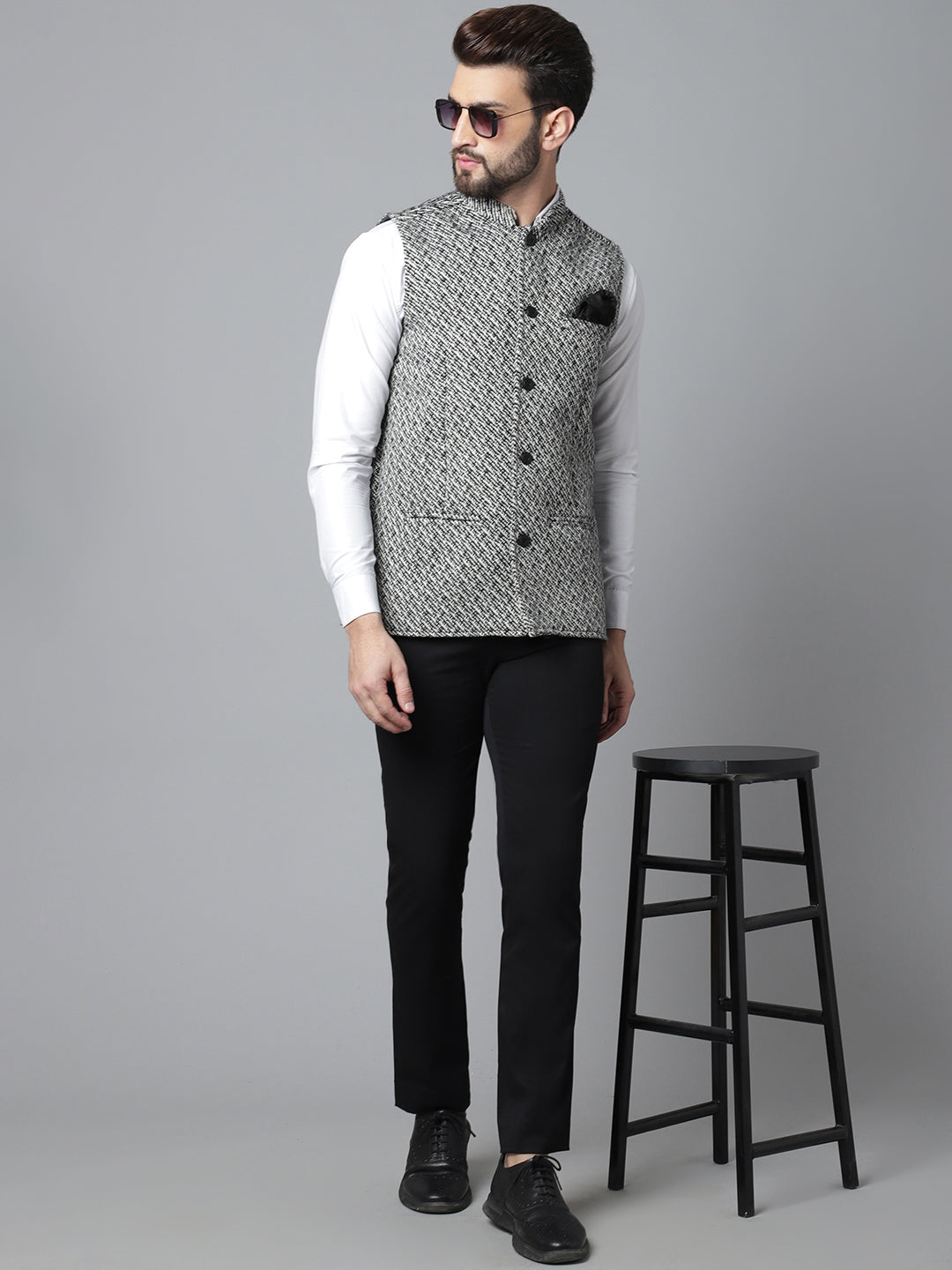 Even Apparels Men's Grey Pure Wool Nehru Jacket - Distacart
