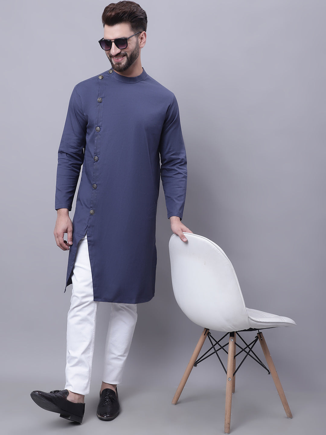 Even Apparels Grey Sherwani Kurta With Asymetrical Cut - Distacart