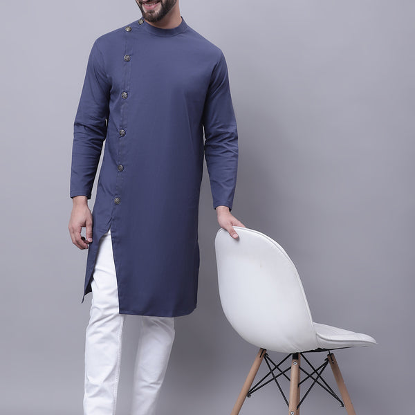 Even Apparels Grey Sherwani Kurta With Asymetrical Cut - Distacart