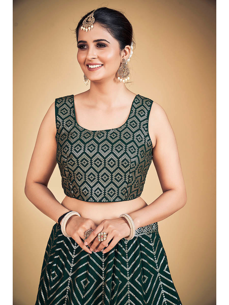 Myra Green Georgette Real Georgette Lehenga Choli - Distacart