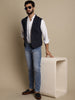 Even Apparels Men's Blue Waistcoat with Notched Lapel - Distacart