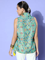 Thumbnail for InWeave Women's Blue Boheme Reversible Shrug - Distacart
