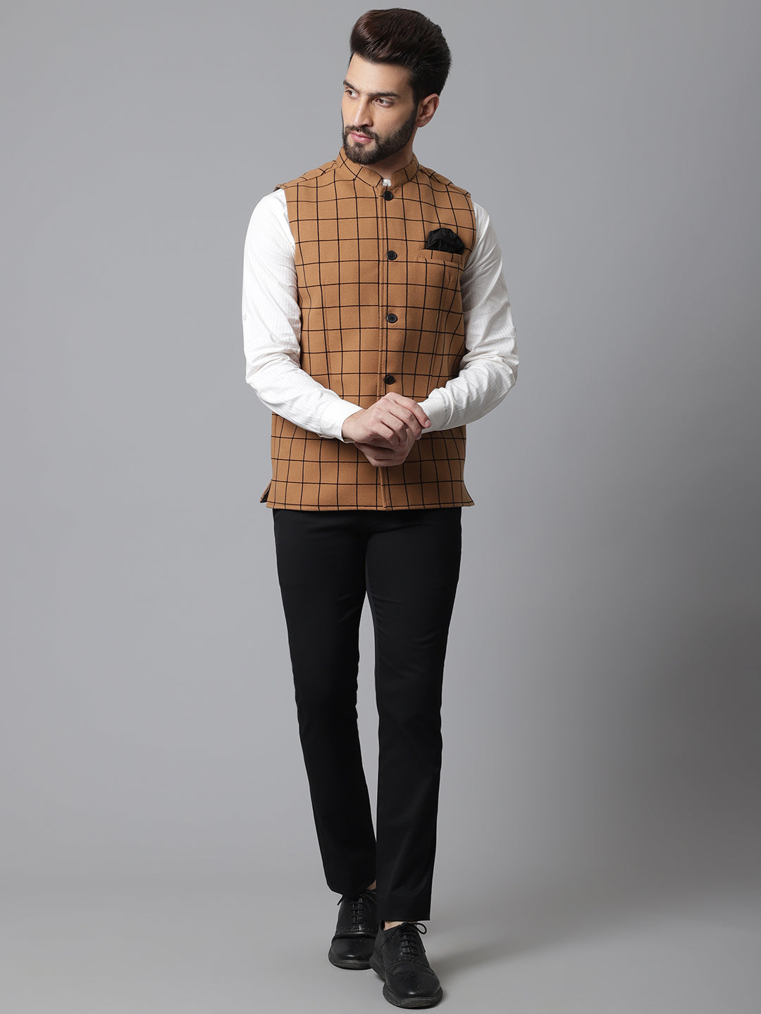 Even Apparels Men's Beige Nehru Jacket With Welt Pockets - Distacart