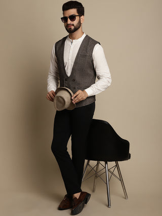 Even Apparels Men's Brown Double Breast Waistcoat - Distacart