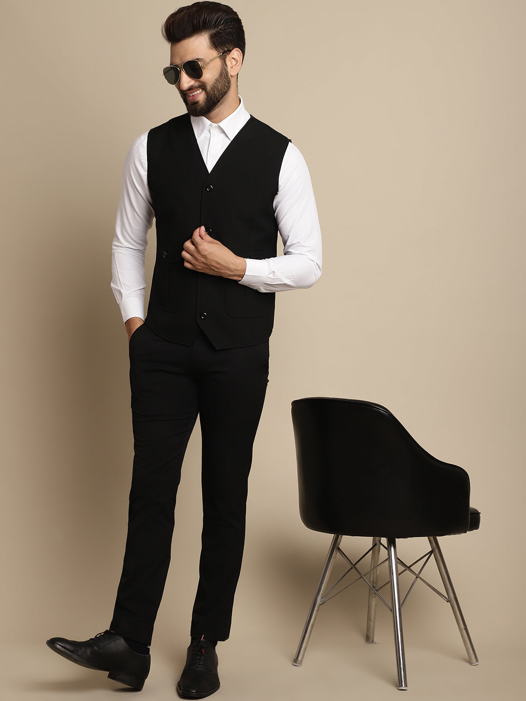 Even Apparels Men's Black Waistcoat With Patch Pocket - Distacart