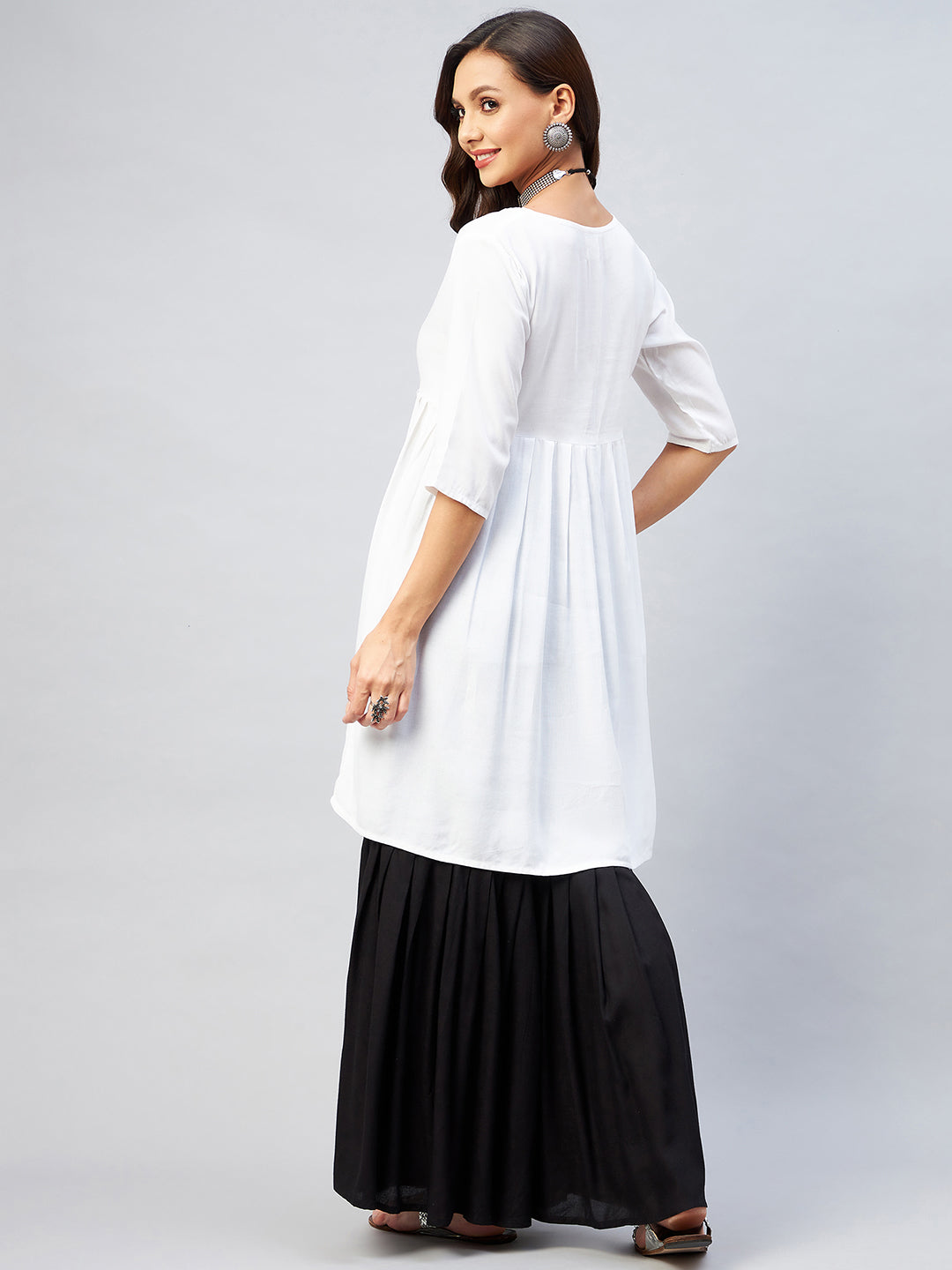 InWeave Women's Cream Short Anarkali Kurta - Distacart