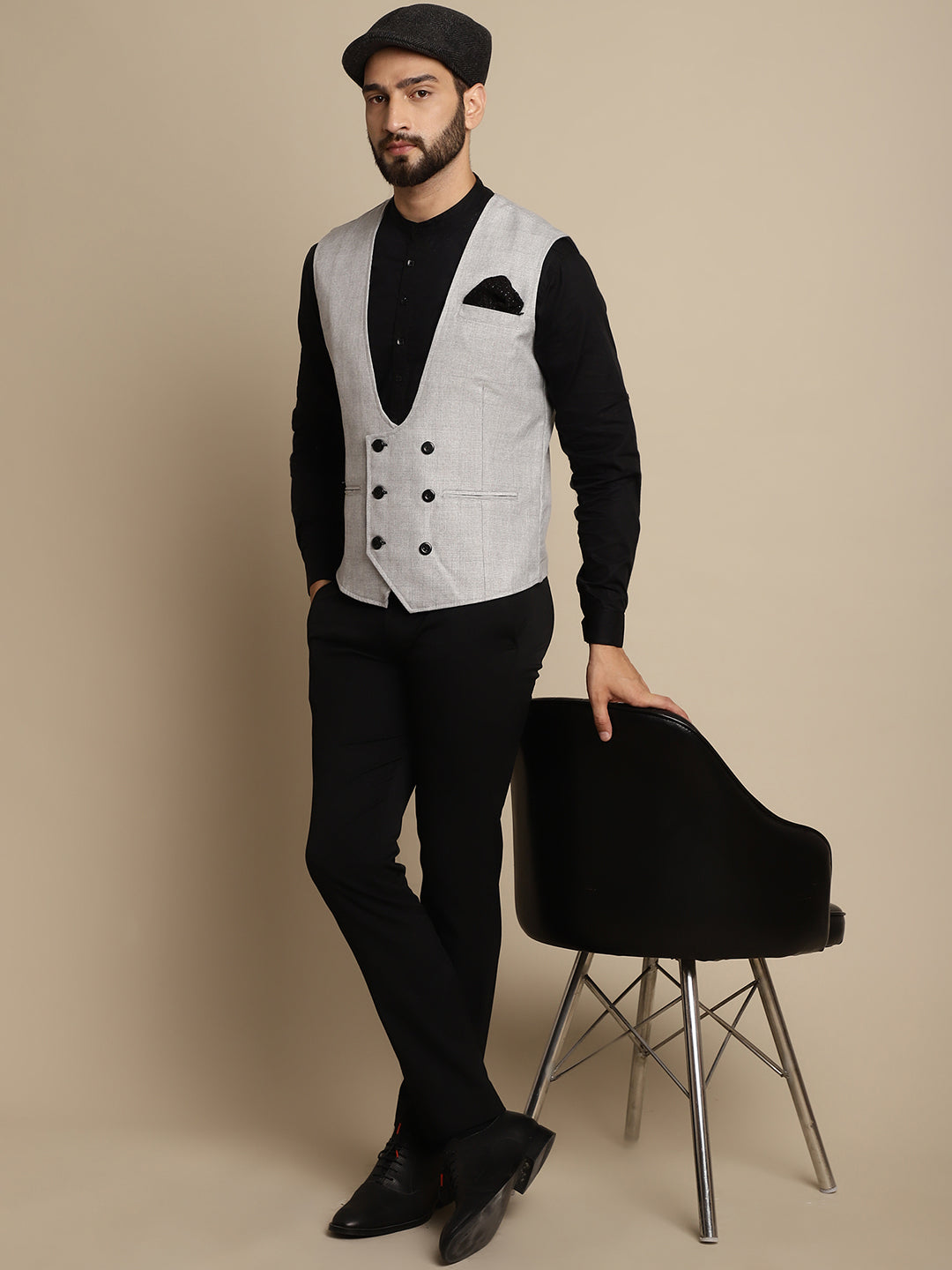 Even Apparels Men's Grey Double Breast Waistcoat - Distacart