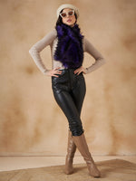 Thumbnail for InWeave Women's Purple Black Faux Fur Neck Warmer - Distacart