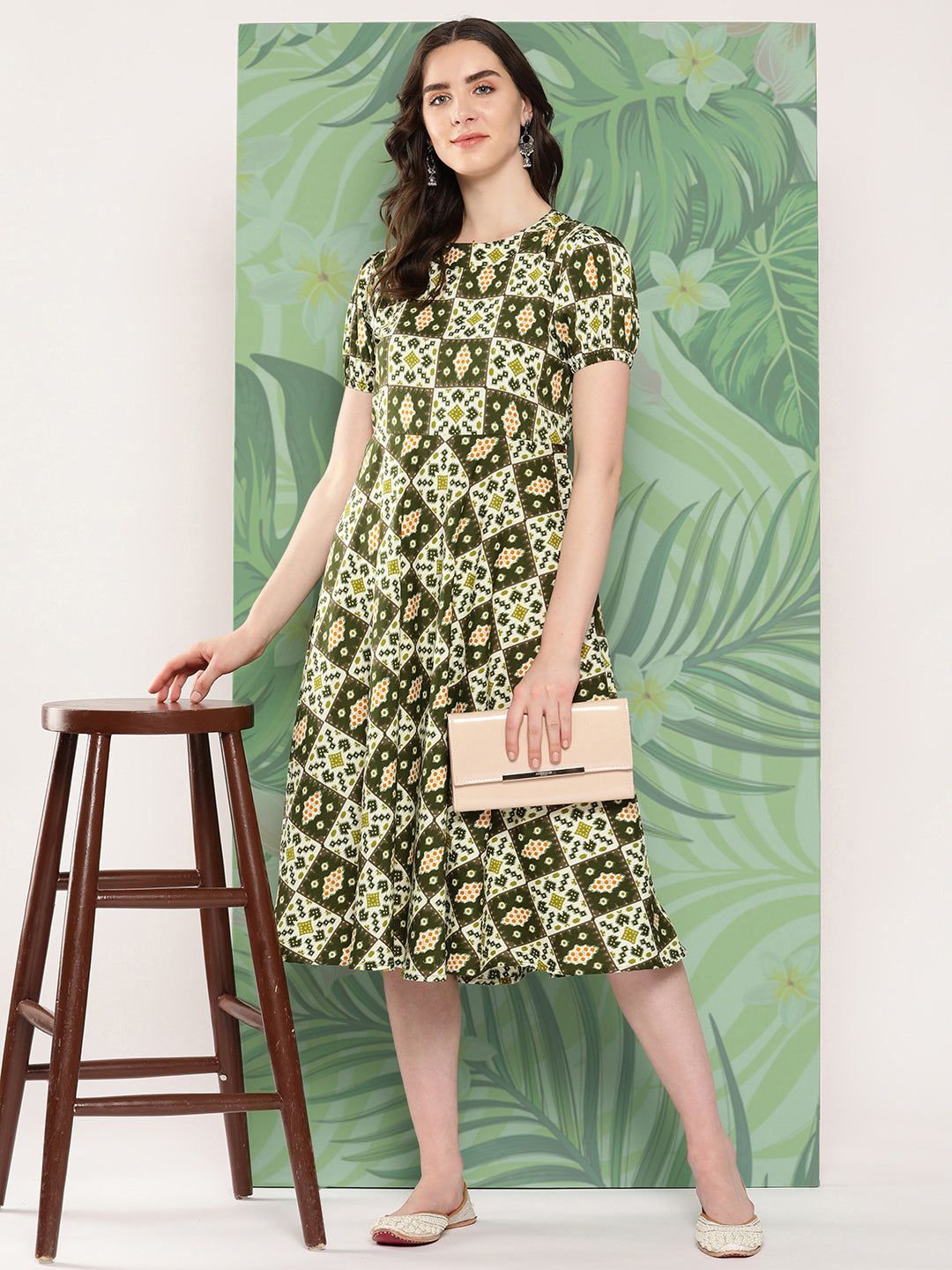 InWeave Women's Dark Green Square Dress - Distacart