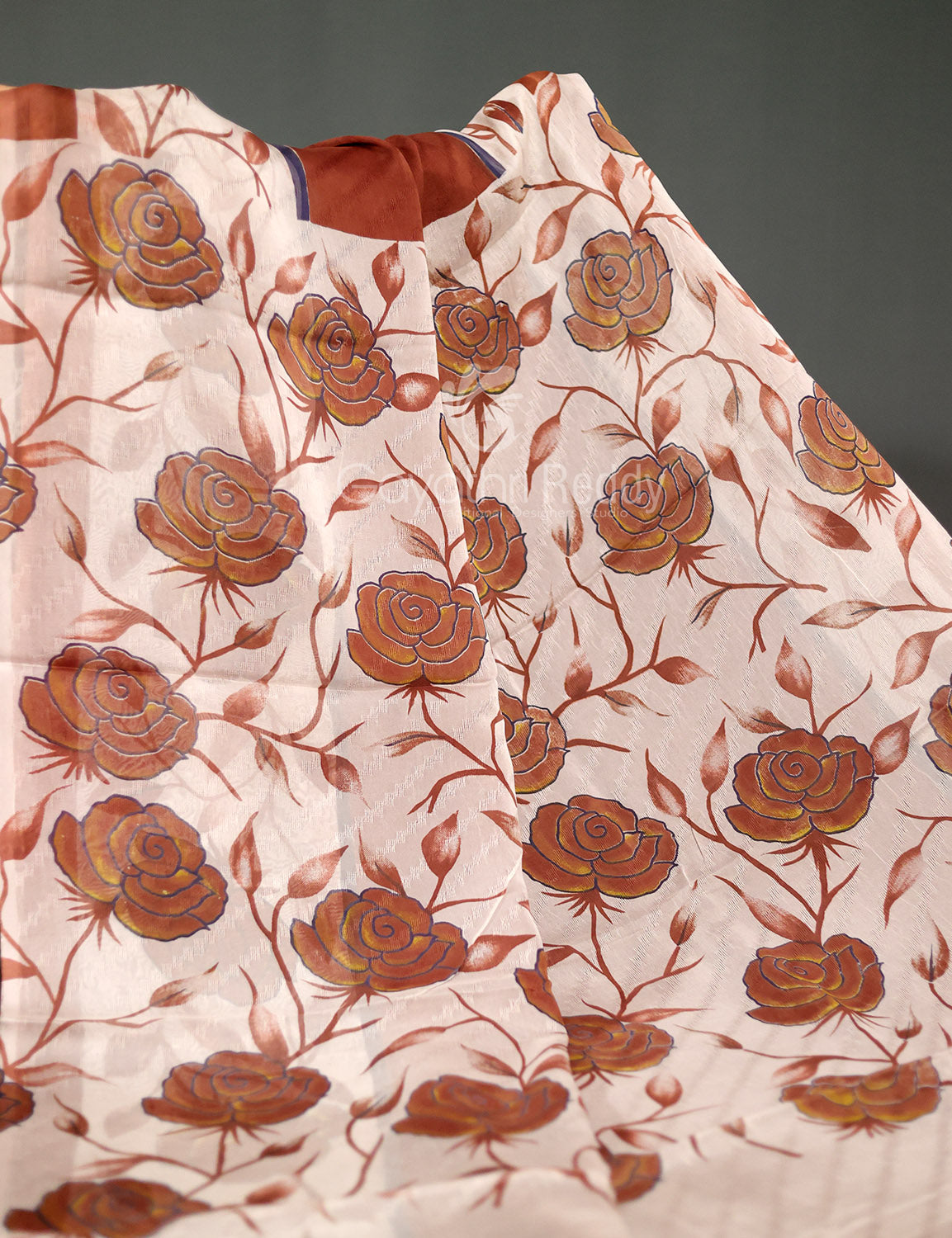 Brown With Off White Colour Leheriya Georgette Saree By Gayathri Reddy Designer Studio - Distacart