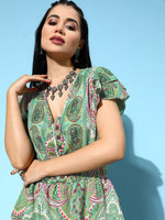 Thumbnail for InWeave Women's Soft Green Tiered Short Dress - Distacart