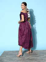 Thumbnail for InWeave Women's Wine Brocade Dress - Distacart