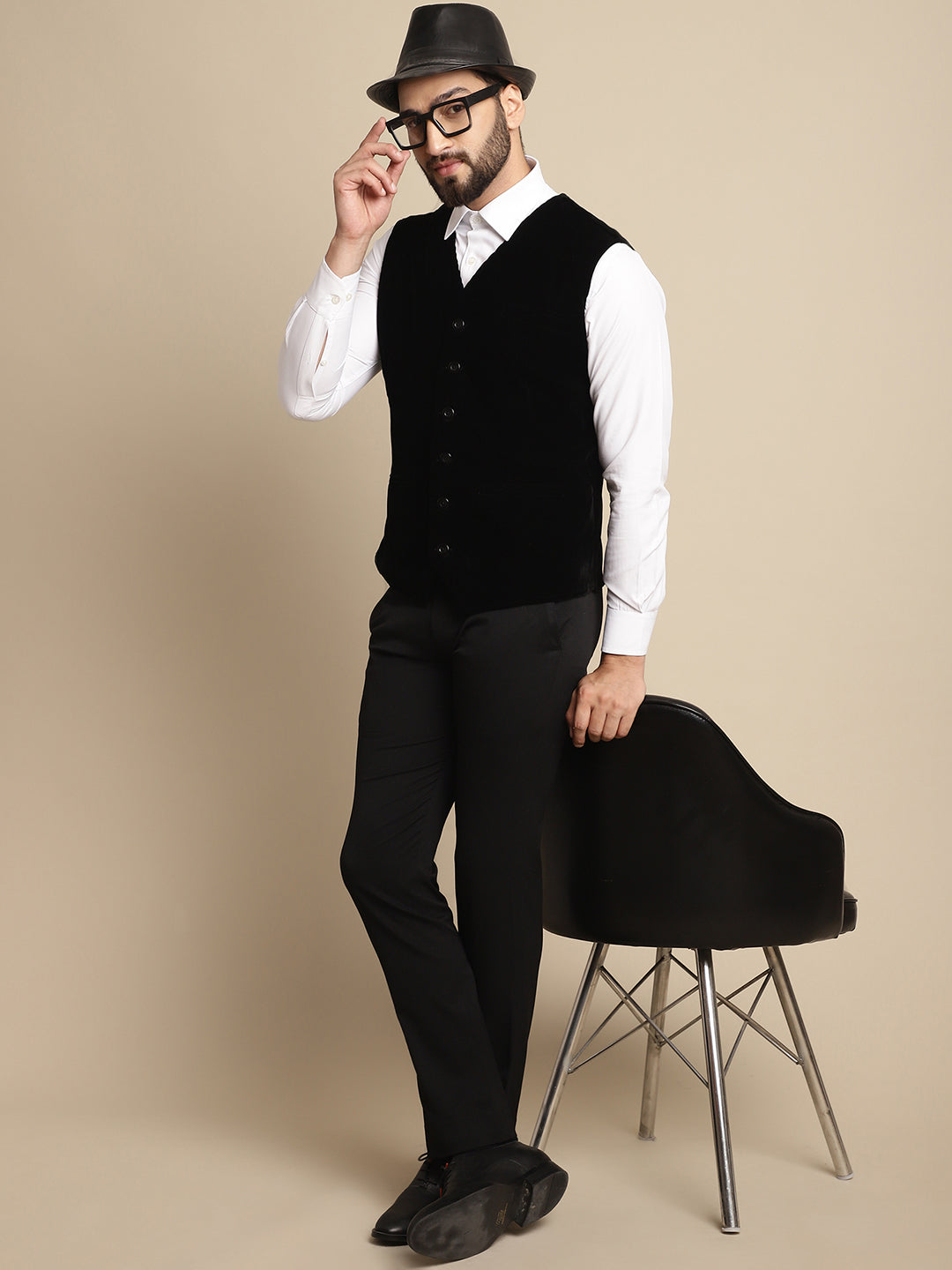 Even Apparels Men's Black Waistcoat with welt pockets - Distacart