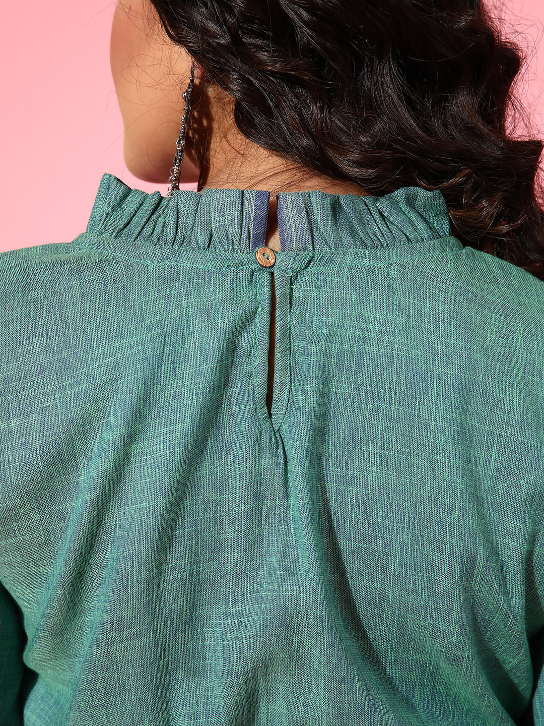 InWeave Women's Teal Blue High Neck Crop Top - Distacart