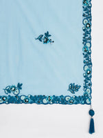 Thumbnail for House of Panchhi Teal Net Sequins, Mirror And Thread Embroidery Lehenga Choli & Dupatta - Distacart