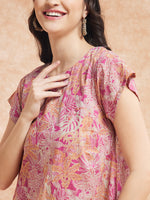 Thumbnail for InWeave Women's Pink Coral Floral Print A Line Dress - Distacart