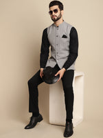 Thumbnail for Even Apparels Men's Grey Mandarin Collar Waistcoat - Distacart