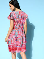 Thumbnail for InWeave Women's Soft Pink Tiered Short Dress - Distacart