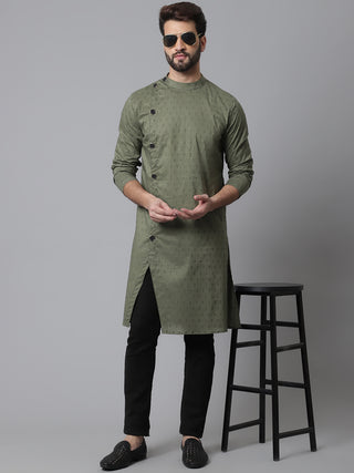 Even Apparels Green Sherwani Kurta With Asymetrical Cut - Distacart