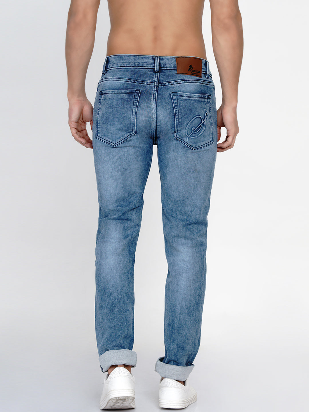 Men Blue Mildly Distressed Jeans - Bhama - Distacart