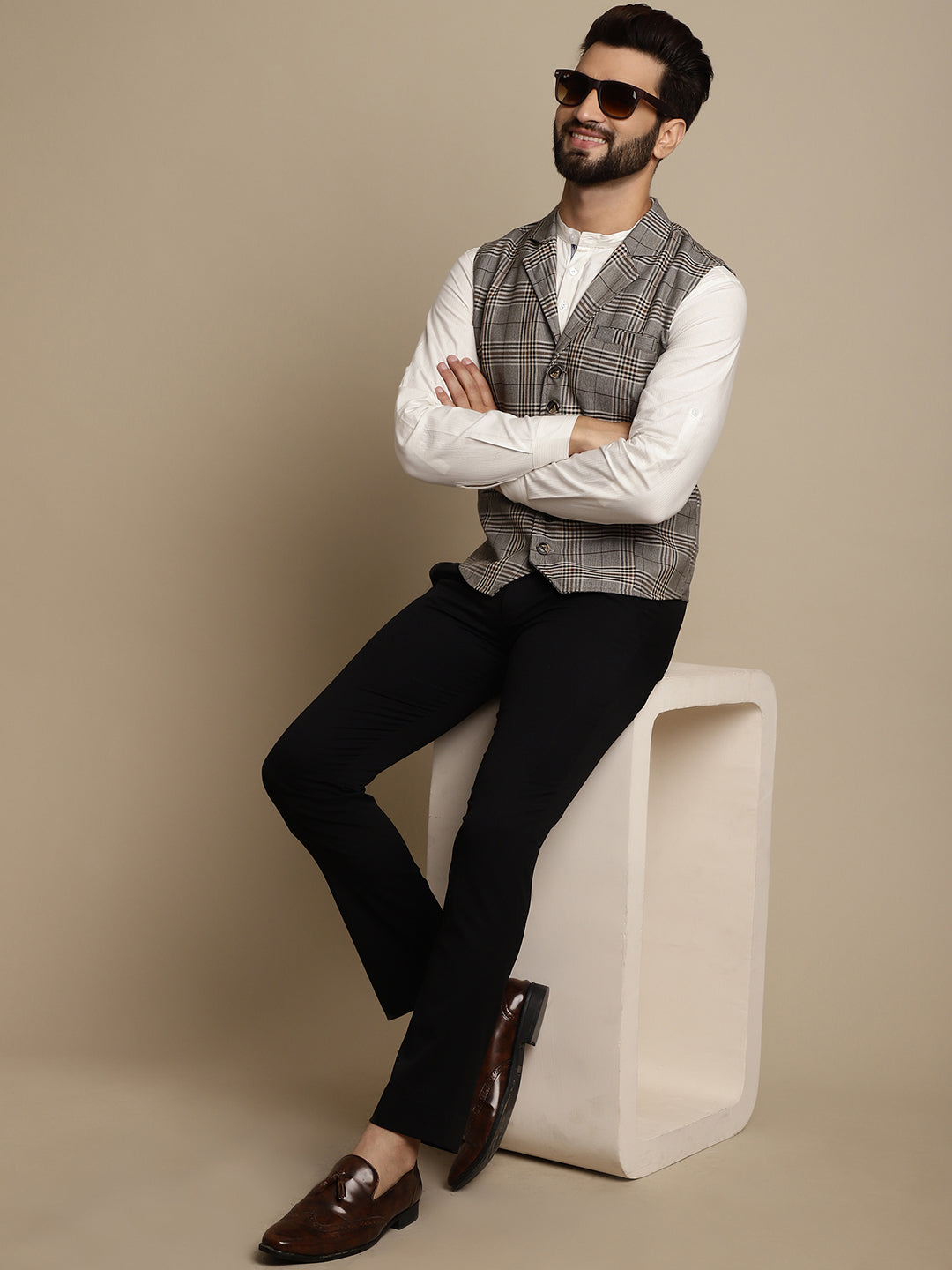 Even Apparels Men's Brown Waistcoat with Notched Lapel - Distacart