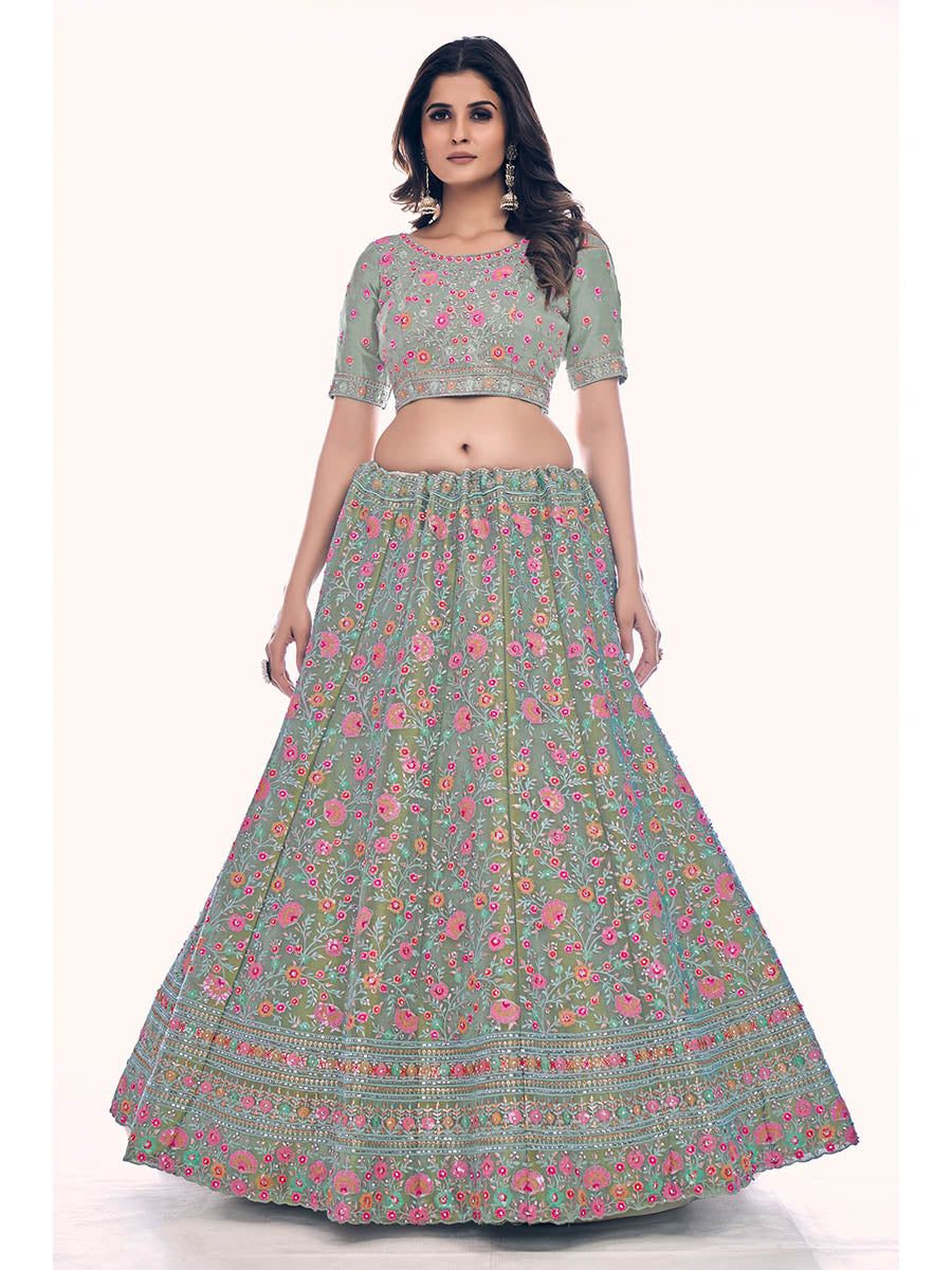 Myra Green Gota Silk Embroidered Designer Lehenga Choli - Distacart