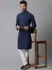 Even Apparels Blue Solid Kurta With Band Collar - Distacart