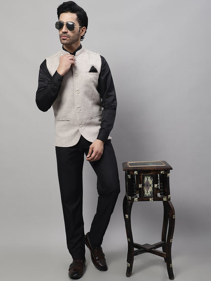 Even Apparels Men's Beige Pure Wool Nehru Jacket - Distacart